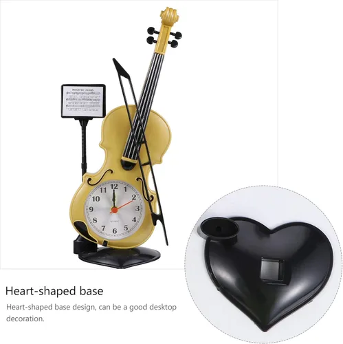 Miniatura 4 de BESPORTBLE Reloj despertador de violín electrónico con forma de violín para dormitorio, sala de estar, hogar D Cor y decoración de mesa de oficina