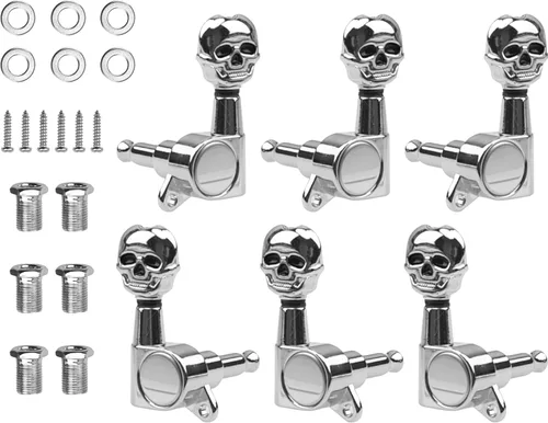 6 clavijas de afinación Yootones 3L3R para guitarra de calavera selladas, perillas de cabeza de máquina, afinadores de cabeza de máquina,