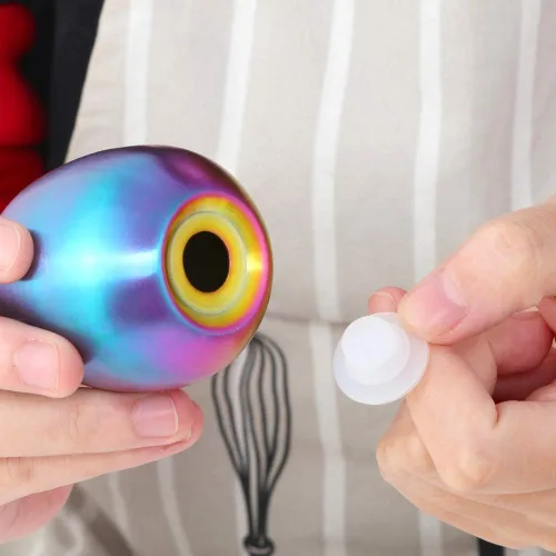 Miniatura 4 de Rainbow - Juego de salero y pimentero en forma de huevo de acero inoxidable, dispensador de sal y pimienta, 2 saleros para cocina (arcoíris)