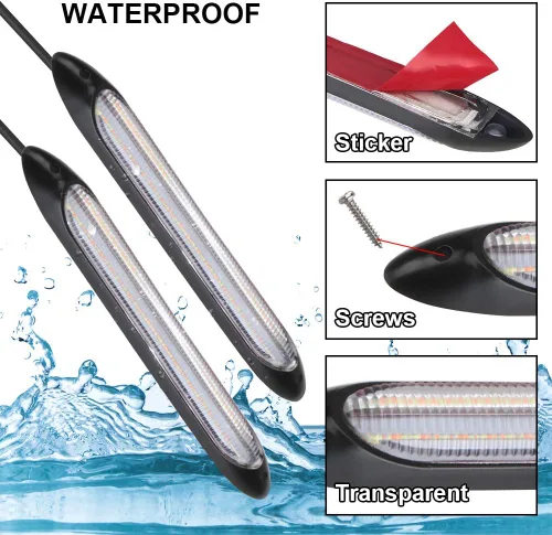 2 luces LED universales de circulación diurna para automóvil, tira de faros delanteros, tira secuencial blanca y amarilla (10.83 pulgadas)