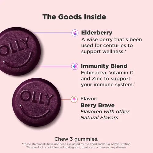 Miniatura 9 de Olly Gummy Active Immunity+Elderberry, 45 gomitas (1 paquete), sabor a bayas