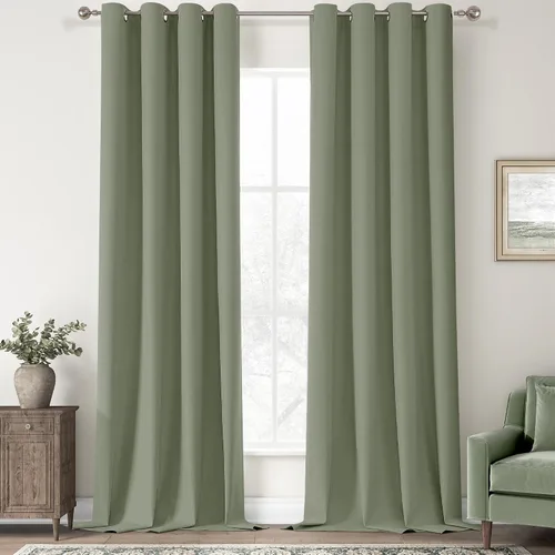 Miniatura 59 de ChrisDowa Cortinas 100% Opacas de Abedul Sólido de 45 Pulgadas de Largo, 2 Paneles para Dormitorio y Sala de Estar, Estilo Granja Oscurecedoras