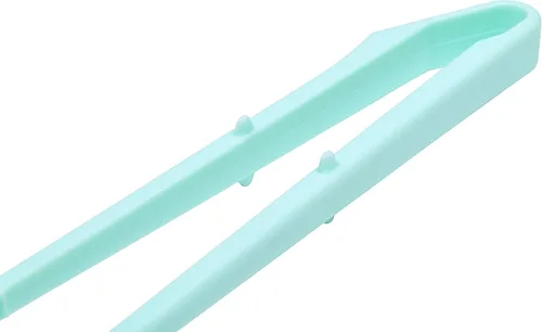 Miniatura 3 de Seki Japan Chip Tong, 5.5 pulgadas, mini pinza para alimentos, cuerpo de plástico azul claro, puntas dentadas con estuche para papas fritas, dulces