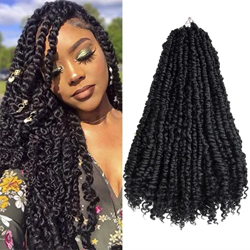 Miniatura 10 de Passion - Manojo de cabello de rizo pequeño, 24 raíces por paquete, 3 paquetes. Cabello pre-torcido para mujeres negras