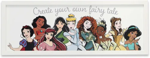Miniatura 8 de Decoración de pared de madera enmarcada con alfabeto de princesas Disney - Gran imagen de princesa con Bella, Cenicienta, Ariel, Rapunzel y más