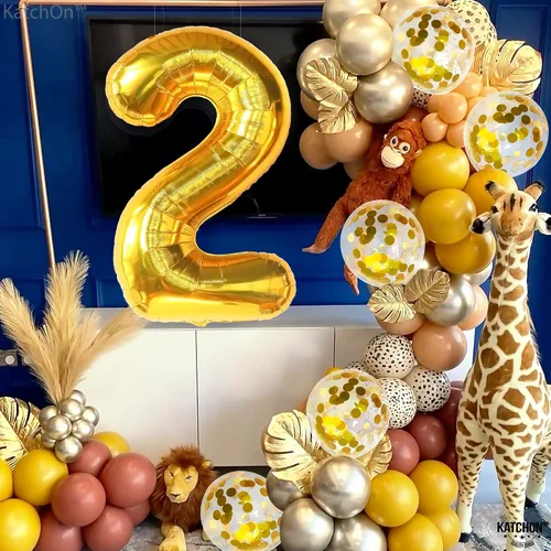 Miniatura 3 de KatchOn - Globos dorados en forma de números con látex, set de 0 a 9, varios tipos