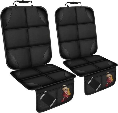 Miniatura 8 de Protector de Asiento de Coche, Protector de Asiento con Acolchado Grueso Debajo del Asiento de Coche del Bebé, Funda de Asiento de Tela Negro