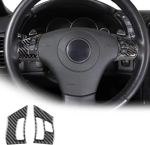 Miniatura 10 de Adhesivos de botón de volante de automóvil de fibra de carbono suave para Chevrolet Corvette C6 2005-2013 (100% fibra de carbono real, negro)