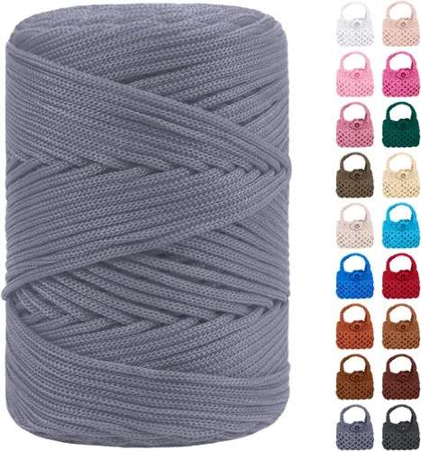 Miniatura 18 de Cordón de macramé de poliéster de 0.118 in x 185 yardas, cordón trenzado de macramé, bolsa de ganchillo, hilo de poliéster para ganchillo, bolsa
