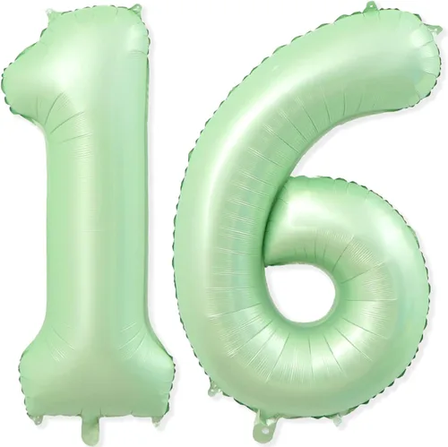 Miniatura 9 de 1 globo de aluminio verde claro de 40 pulgadas, globos gigantes de helio número 1 para niños y niñas, decoraciones de primer cumpleaños, baby