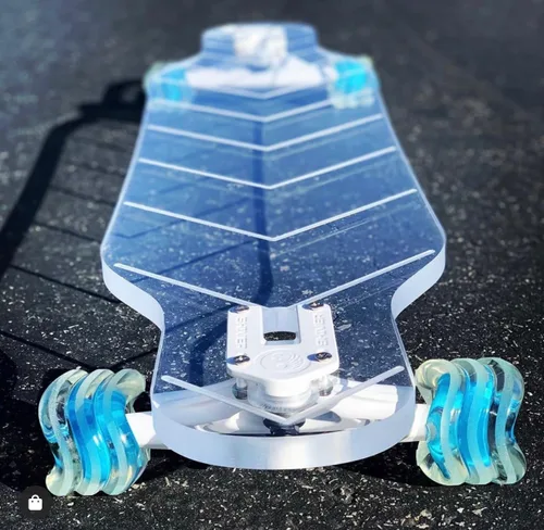 Miniatura 2 de Shark Wheel Ruedas de crucero Longboard de 2.835 in, fórmula ADN, juego de 4 ruedas Buje azul transparente.