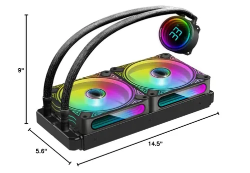 Miniatura 7 de TGDGAMER T-240MM Negro ARGB Refrigeración Líquida de CPU con Ventilador PWM ARGB de 240mm, Pantalla de Temperatura, Refrigeración de Agua