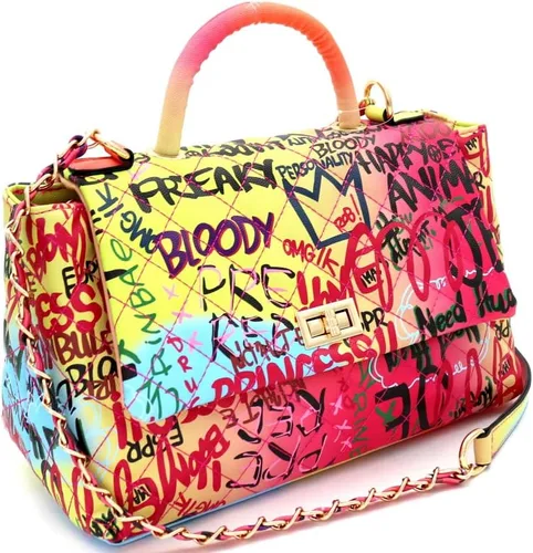 Trendeology - Bolsas de mano, mochilas y bandoleras de diseño retro vintage, multicolor tipo grafitti en tonalidades neón