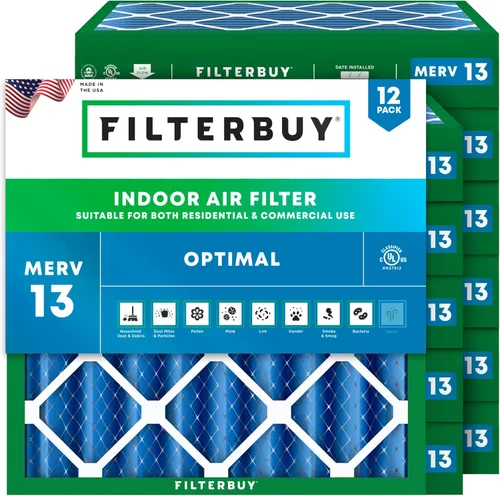 Miniatura 21 de Filterbuy Filtro de aire de 8 x 14 x 1 pulgadas MERV 13 de defensa óptima (paquete de 12), filtros de aire de repuesto plisados HVAC para calderas