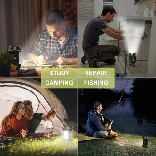 Miniatura 7 de Linterna de campamento recargable, linterna LED de campamento con 1200 lúmenes, alimentación por batería con capacidad de 4800, luz de campamento