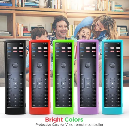Miniatura 7 de Paquete de 4 fundas para VIZIO XRT136 / XRT140 Smart TV con control remoto de silicona con cordón que brilla en la oscuridad, morado, azul, verde