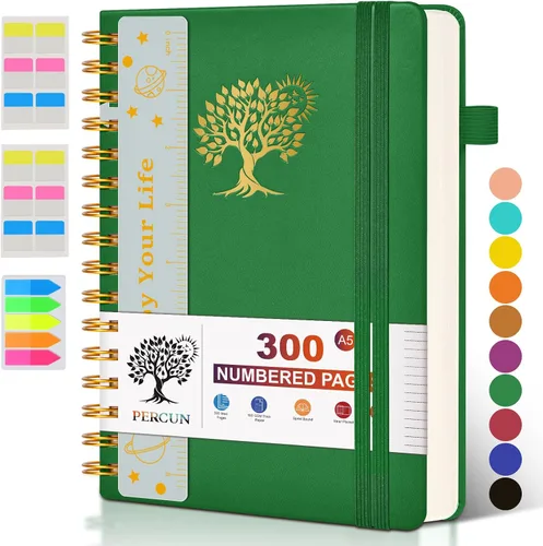 Miniatura 12 de Cuaderno grande en espiral para mujeres y hombres, 300 páginas rayadas numeradas, con rayas universitarias, cuaderno encuadernado en espiral de tapa