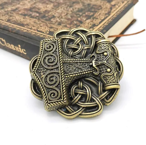 Miniatura 5 de YOQUCOL Hebilla de cinturón de estilo vikingo de la vendimia hebilla de cinturón de cruz del nudo celta para los hombres