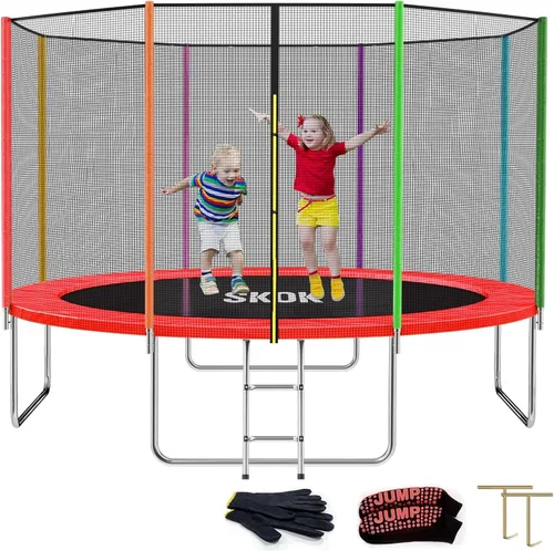 Miniatura 15 de SKOK Trampolín para niños, trampolín al aire libre de 400 libras con red aprobada por ASTM para niños y adultos Manzana Verde (Apple Green)