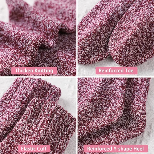 Miniatura 4 de Calcetines de lana, 5 pares, calcetines de lana para mujer, calcetines de botas suaves