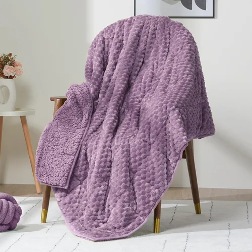 Miniatura 13 de Wemore Manta con peso de forro polar para adultos (48 x 72 pulgadas, 15 libras, negra), manta pesada de sherpa suave y acogedora de doble cara