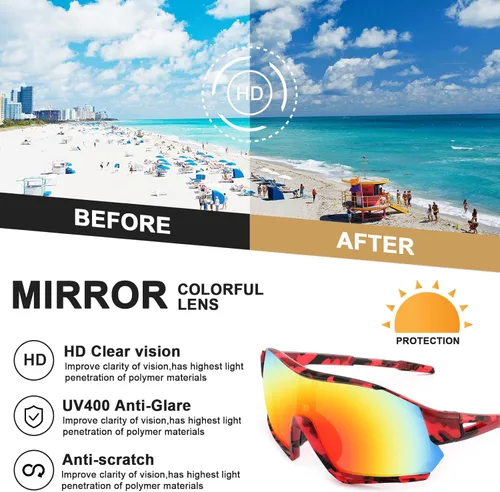 Miniatura 7 de Karsaer Vision - Gafas de sol deportivas para ciclismo, para niños y jóvenes, para correr, béisbol, softbol, MTB