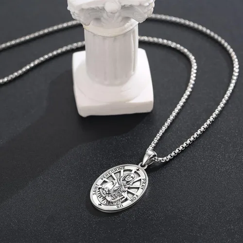 Miniatura 125 de Collar de plata de ley 925 con medalla de San Patrón, colgante de protección católica, amuleto, joyería religiosa para hombres y mujeres