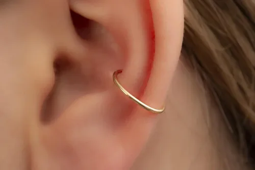 Miniatura 27 de Aretes de aro de oro de plata – Aretes de aro para mujer, dos piezas de aros de plata fina rellenos de oro, aro de hélice, anillo de tragus, aro