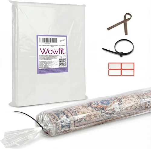 Miniatura 11 de Wowfit Bolsa de almacenamiento grande de plástico para alfombras con cierre de cremallera, resistente para alfombras de hasta 6 x 9 pies, perfecta