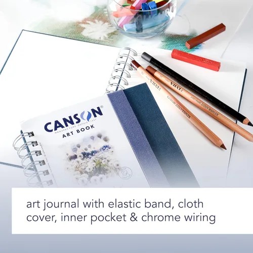 Miniatura 3 de Canson Mi-Teintes - Libro de arte blanco, 5.8 x 8.3 pulgadas, 80 hojas, tapa dura de tela azul, alambre lateral, cuaderno de artista profesional