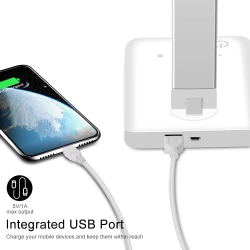 Miniatura 9 de AFROG - Lámpara LED de escritorio multifuncional con cargador inalámbrico, puerto de carga USB, 5 modos de iluminación, 5 niveles de brillo, control