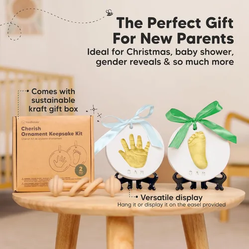 Miniatura 5 de Kit de huellas de manos y pies para bebés niñas y niños - Kit de adorno personalizado para la primera Navidad del bebé, regalos de Navidad