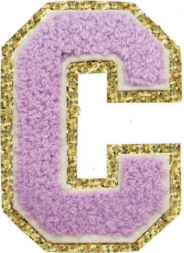 Miniatura 38 de SPRT - Parches de letras de chenilla universitaria con purpurina, parche de letras blancas para planchar con letras del alfabeto para disfraz