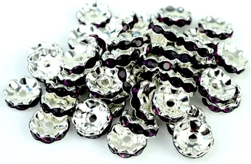 Miniatura 21 de RUBYCA - 100 unidades de espaciadores redondos y ondulados de cristal checo de alta calidad en tono plateado, Cristal, 10mm
