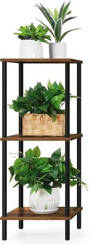 Miniatura 8 de ETELI Mesa auxiliar alta de 3 niveles de 31.6 pulgadas de altura, mesa auxiliar alta con almacenamiento para sofá pequeño, mesa de entrada, mesita