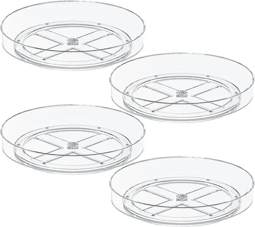 Miniatura 8 de Organizador Giratorio Lazy Susan de 2 Piezas, Bandeja Organizadora Giratoria Transparente de 9 Pulgadas para Superficie de Gabinete, Lazy Susan