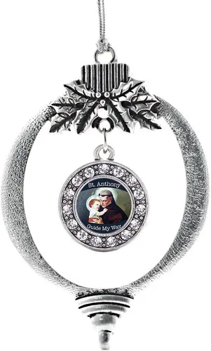 Miniatura 188 de Inspired Silver - Bonita bandera estadounidense - Adorno de Navidad plateado - Adorno de árbol de Navidad con dije circular con circonita cúbica