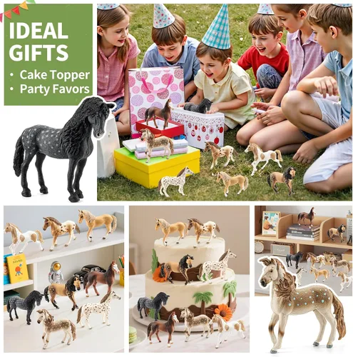 Miniatura 6 de 8 figuras de caballo grandes de 6 pulgadas, juguetes de animales para niños, figuras de animales de granja de plástico realistas, juguetes