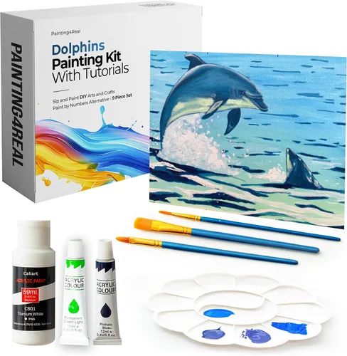 Miniatura 23 de Kits de clase de pintura para adultos con tutoriales en video, aprende a pintar radiant retriever, cómo pintar con juegos de pintura acrílica
