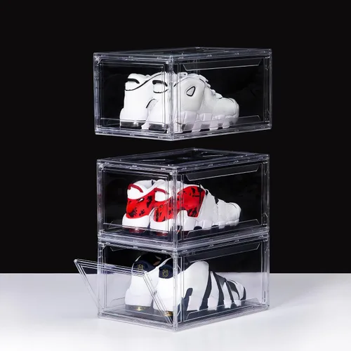 Miniatura 8 de Paquete de 12 cajas de zapatos de acrílico, cajas de zapatos ultra transparentes, apilables, caja de almacenamiento de zapatos para zapatos