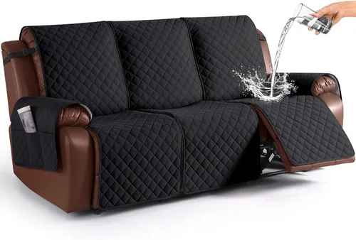 Miniatura 26 de KinCam Funda impermeable para sofá biplaza reclinable, fundas antideslizantes para sofá reclinable de 2 asientos, funda de sofá reclinable