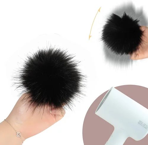 Miniatura 4 de 12 piezas de bolas de pompón de piel sintética con lazo elástico para sombreros, zapatos, bufandas, guantes, bolsas, llaveros, abalorios, accesorios