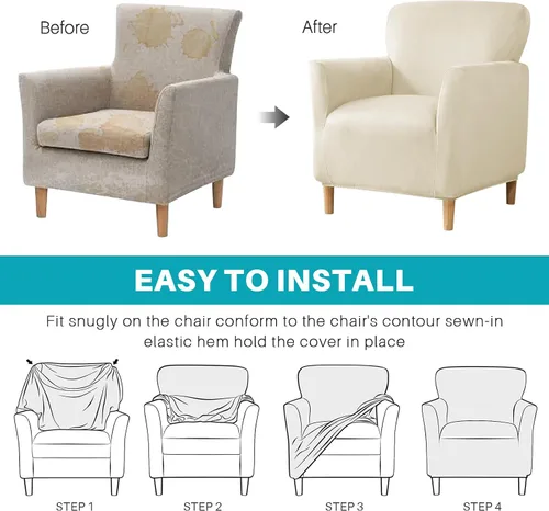 Miniatura 7 de MIFXIN Funda elástica para sillón de banquete, de terciopelo, 1 pieza, de elastano, elástico, protector de muebles, para sofá de 1 plaza con brazos
