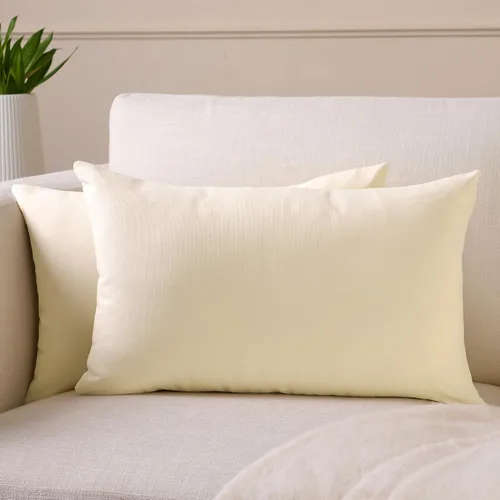 Miniatura 16 de Encasa XO Juego de 2 fundas de almohada de 12 x 12 pulgadas, color beige, sin rellenos, fundas de almohada de algodón para sala de estar, cama