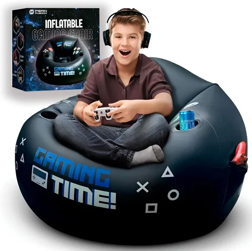 Miniatura 13 de Puf inflable para juegos para niños y adolescentes con portavasos y bolsillos laterales - Este puf de aire para juegos para niños es el mobiliario