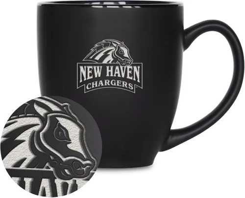 Miniatura 317 de Rico Industries - Taza de cerámica mate negra con grabado láser estándar de 15oz para NCAA (escuelas T & U) - Para bebidas calientes o frías