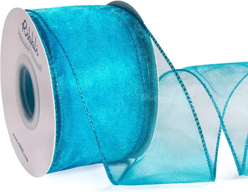 Miniatura 6 de Ribbli Cinta negra de organza con alambre, color negro transparente con borde metálico, 2-1/2 pulgadas x 20 yardas, cinta para árbol de Navidad