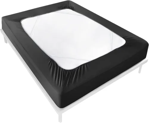 Funda de somier tamaño Twin, falda de cama que envuelve 4 lados del colchón, elástica y ajuste ceñido, ultra suave, sin arrugas, reemplaza las Negro