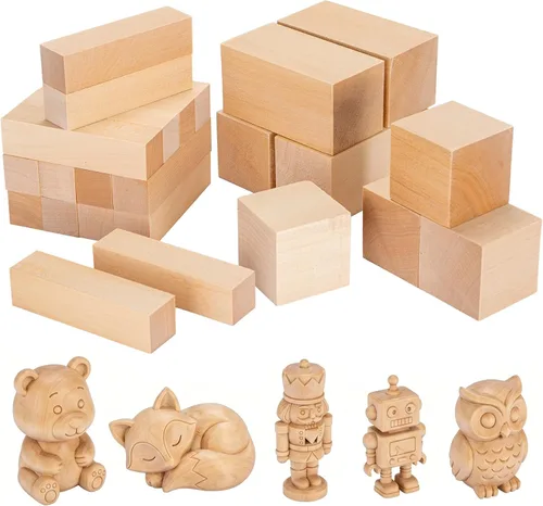Miniatura 11 de Bloques de tallado de tilo – Paquete de 2 bloques de madera de bajo de 6 x 3 x 3 pulgadas, kit de tallado de madera para principiantes, espacios