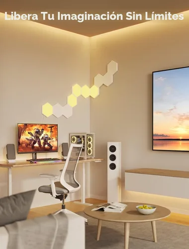 Miniatura 8 de Paneles de luz Govee Glide Hexa, luces de pared LED hexagonales RGBIC, luces de pared creativas Wi-Fi para el hogar inteligente con sincronización